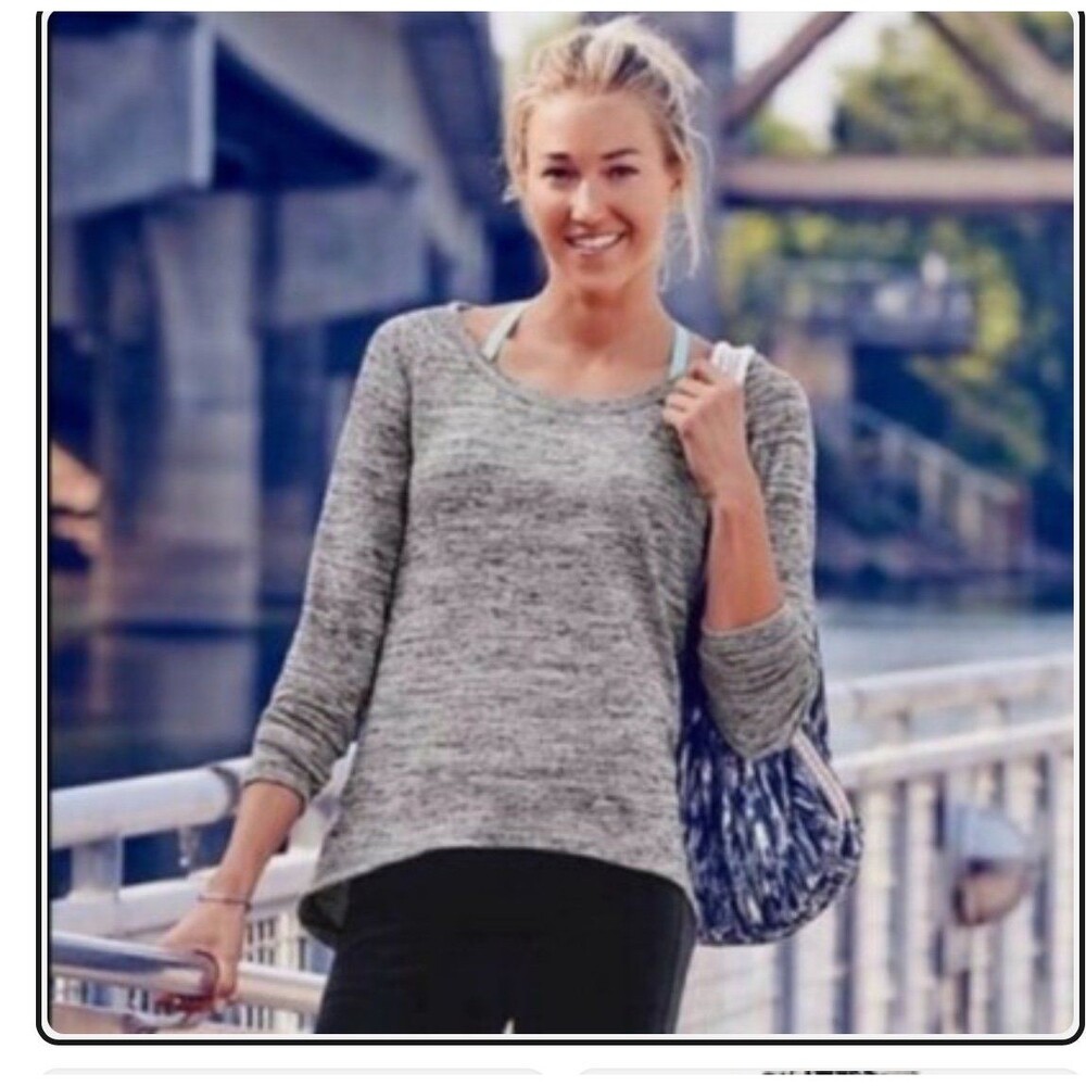 Athleta No Sweating‎ It Sharkbite Pullover Womens S Heather Gray Long Sleeve Top